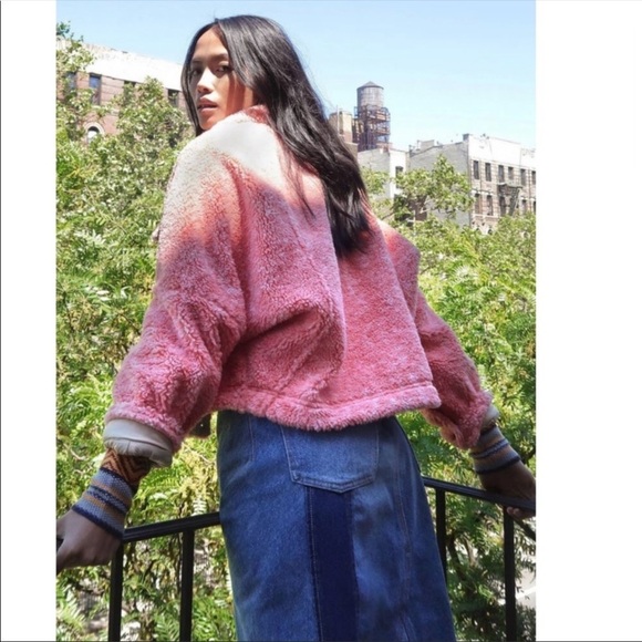 NWT Free People Pink Teddy Cropped Jacket Size Small - Picture 3 of 13